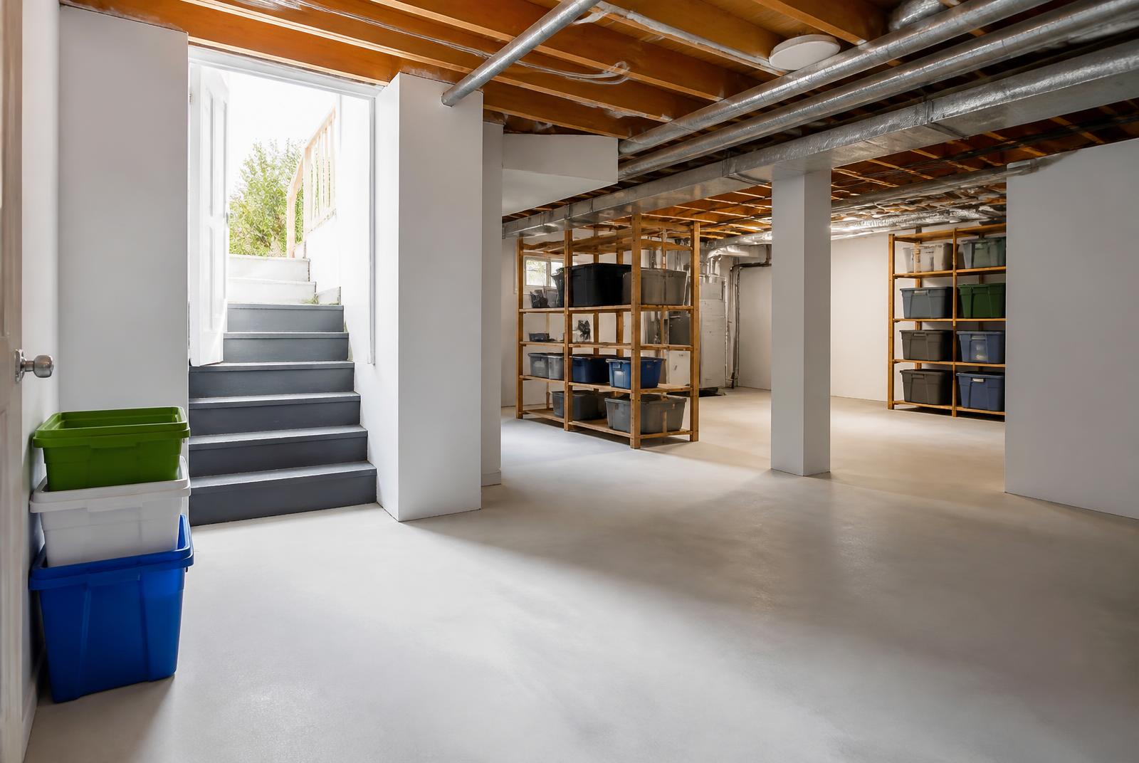 Temporary editorial image of a basement being cleared